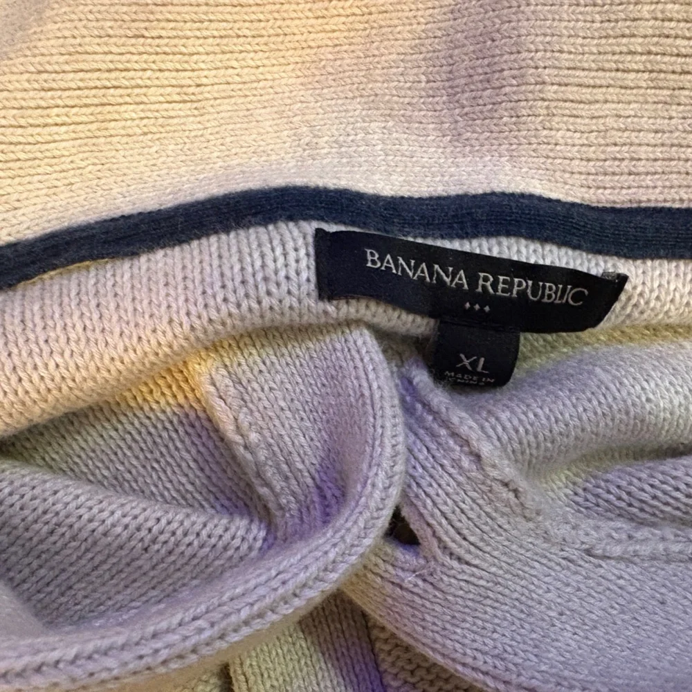 Banana Republic Men's Cream Shawl Neck Cardigan with Stripes XL Grandpacore Prep